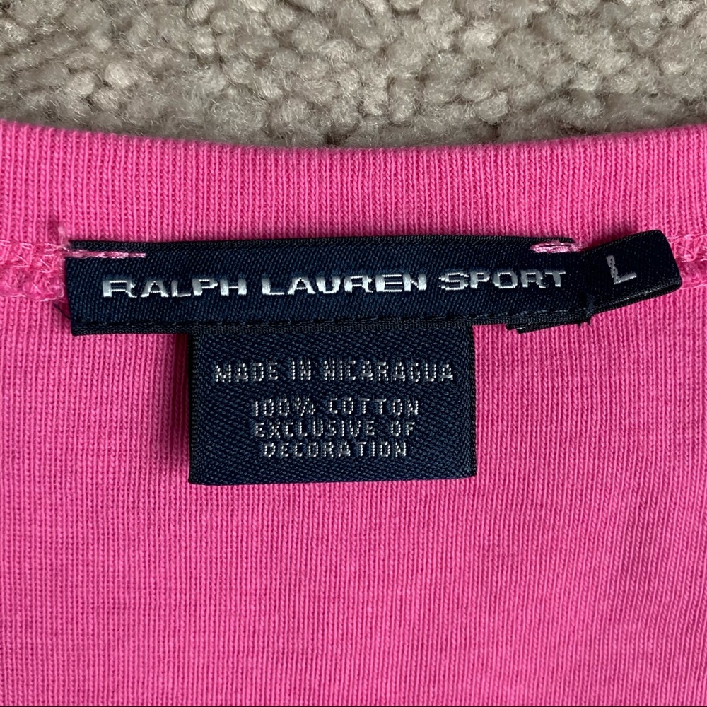 Ralph Lauren Sport Pink V-Neck Tee - Picture 6 of 7